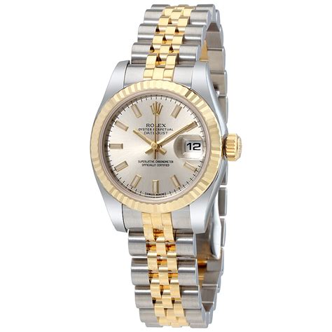 rolex women's datejust two tone fluted silver index dial|rolex lady datejust 28 diamonds.